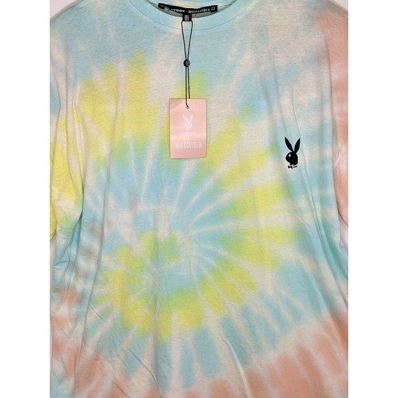 NWT Playboy x Missguided Tie Dye Oversized T-Shirt Dress Small - Picture 2 of 7